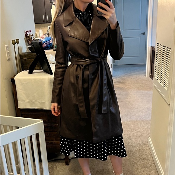 Banana Republic Dark Brown Leather Trench Coat - Picture 5 of 7